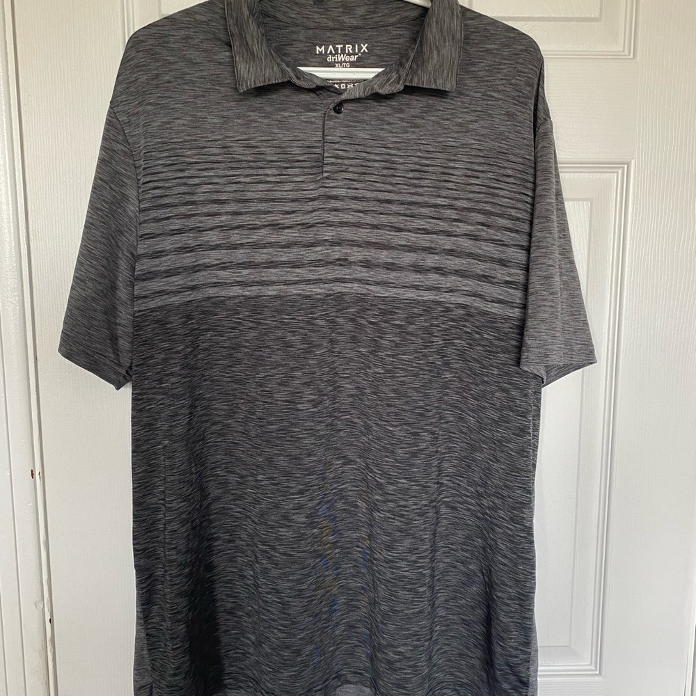 Matrix Gray Polo Shirt with Striped Design